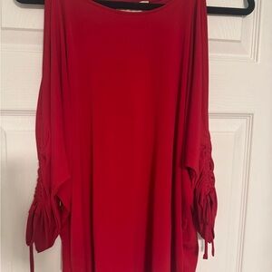Michael Kors Red Ruched 3/4 Sleeve Blouse NWT